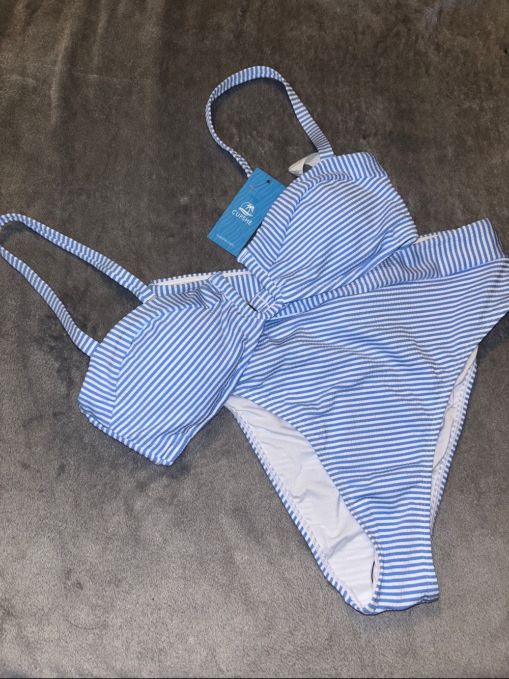 Cupshe Blue & White Striped Bikini Set